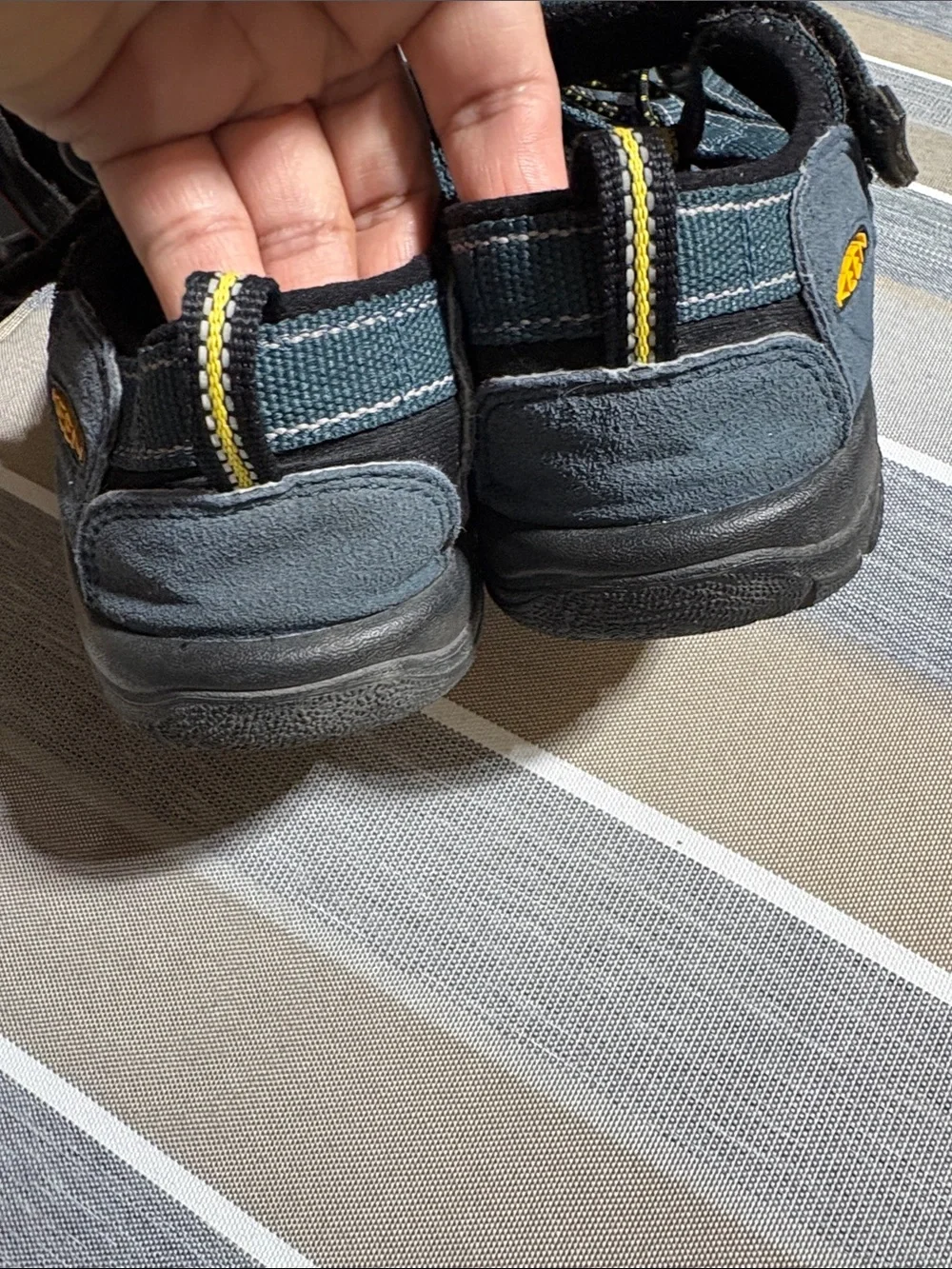 Keen Kids Teal and Black Closed-Toe Sandals with Yellow Accents